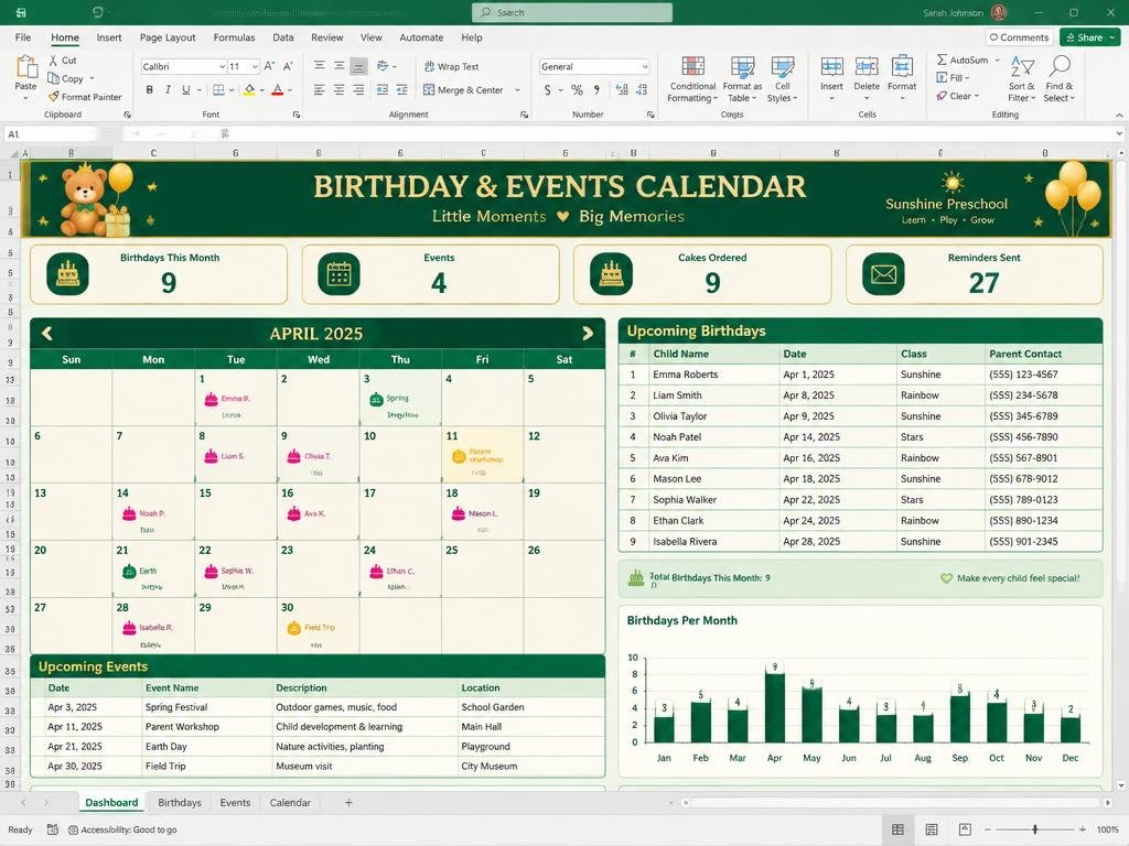 Birthday & Events Calendar